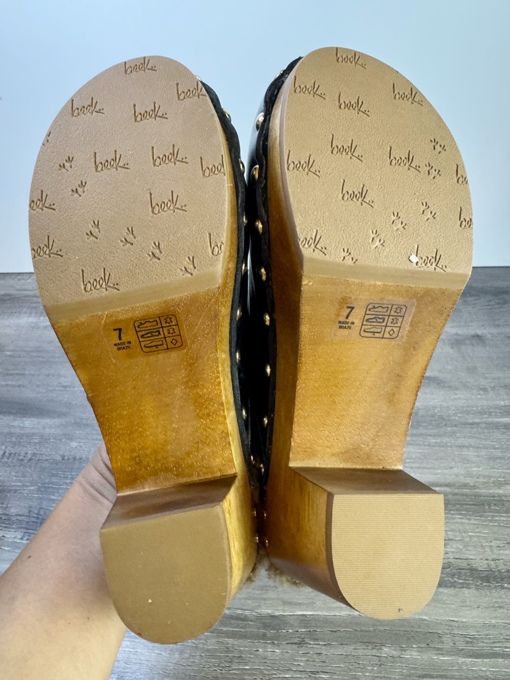 BEEK Woodpecker Shearling Clogs size 7 $375 Handmade - Picture 9 of 11